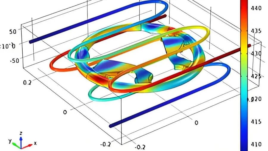 Photorealistic diagram of an injection mold with optimized cooling channels