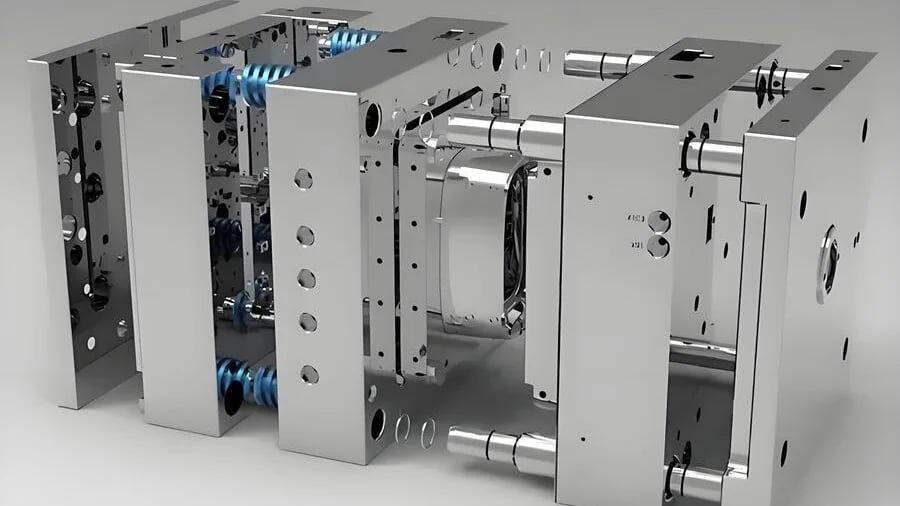 Illustration of injection molded parts with varying wall thicknesses and cooling times