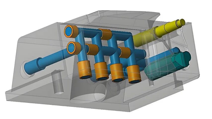 High-speed injection molding machine in a factory