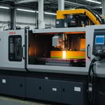 ABS injection molding machine in operation