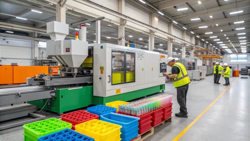Advanced injection molding machine in a factory