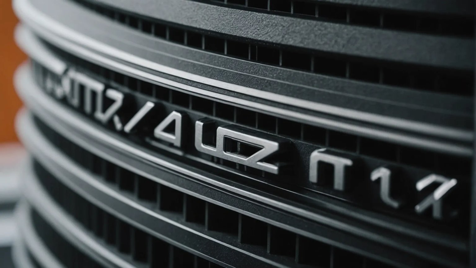 Close-up of automotive plastic part with focus on design elements