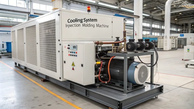 Cooling System Diagram Technical illustration of a cooling system for an injection molding machine