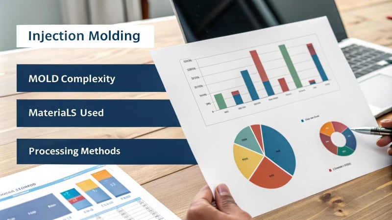 Injection Molding Cost Analysis Infographic An infographic showcasing the cost analysis of injection molding with charts and graphs.