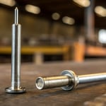 An ejector pin and sleeve pin displayed side by side in an industrial setting.