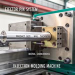 Technical illustration of an ejector pin system in an injection molding machine
