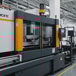 Injection molding machine with polypropylene components and reinforcing fillers