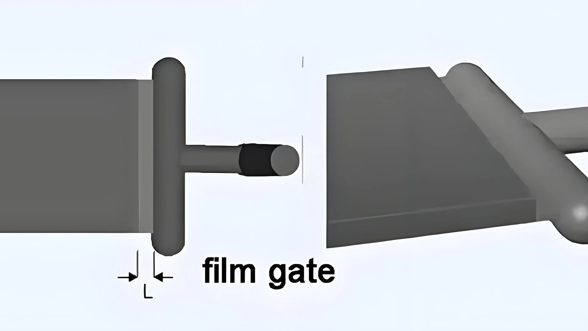 Technical illustration of injection molding film gate dimensions