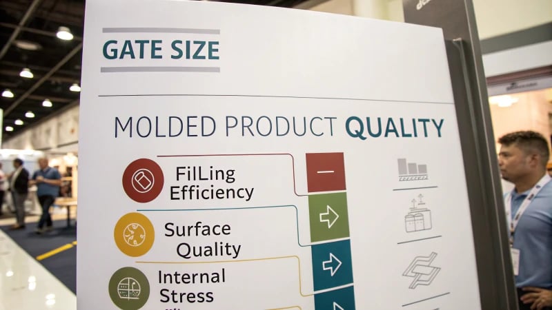 Diagram illustrating the relationship between gate size and molded product quality