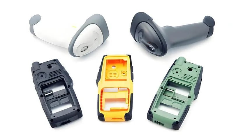 Assorted handheld devices and casings for barcode scanners