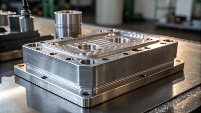 Close-up of a hardened steel injection mold