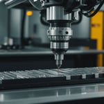 Close-up of precision injection molding machine in operation