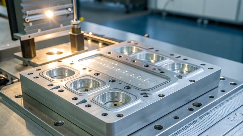 High-Precision Manufacturing Mold Close-up of a high-precision manufacturing mold