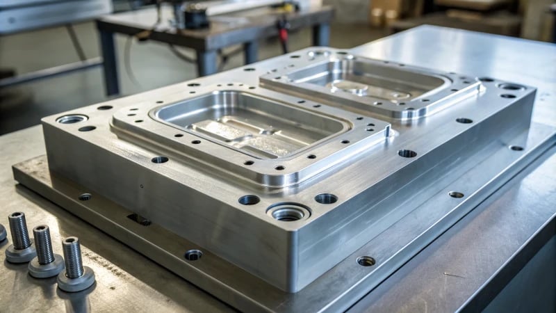 Injection Mold Close-Up Close-up of a high-quality injection mold