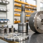 Close-up of high-quality mold steel with hardness testing equipment