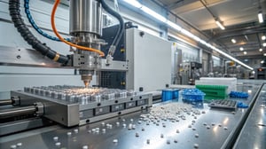 A high-tech injection molding machine in a factory