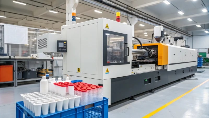 Injection Molding Machine A high-tech injection molding machine in action.