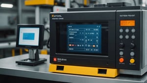 Plastic molding machine with digital temperature display