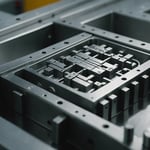 Close-up of a polished injection mold with advanced tooling