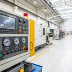 Industrial injection molding machine in a modern factory