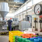 An industrial injection molding machine in action