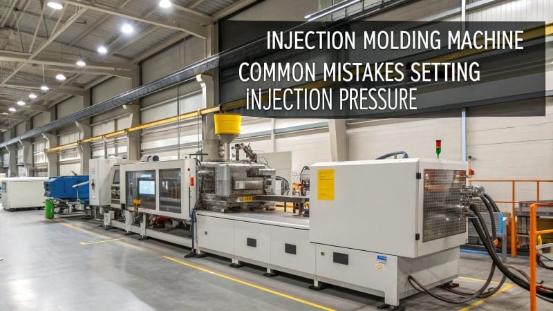 Close-up of an injection molding machine with molten plastic being injected into a mold