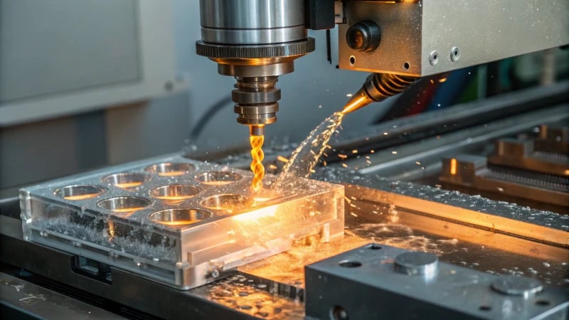 Close-up of an industrial machine melting raw materials