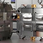 Large industrial mold used in injection molding process