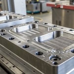 Close-up of a shiny metal injection mold