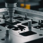 Close-up of an industrial injection mold with a shiny coating, emphasizing durability and efficiency