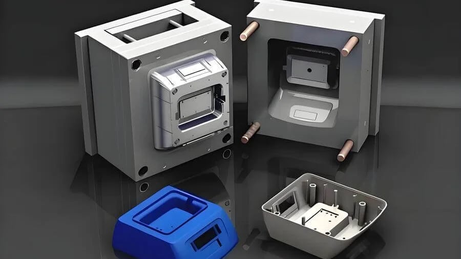 Collection of injection mold components for plastic manufacturing