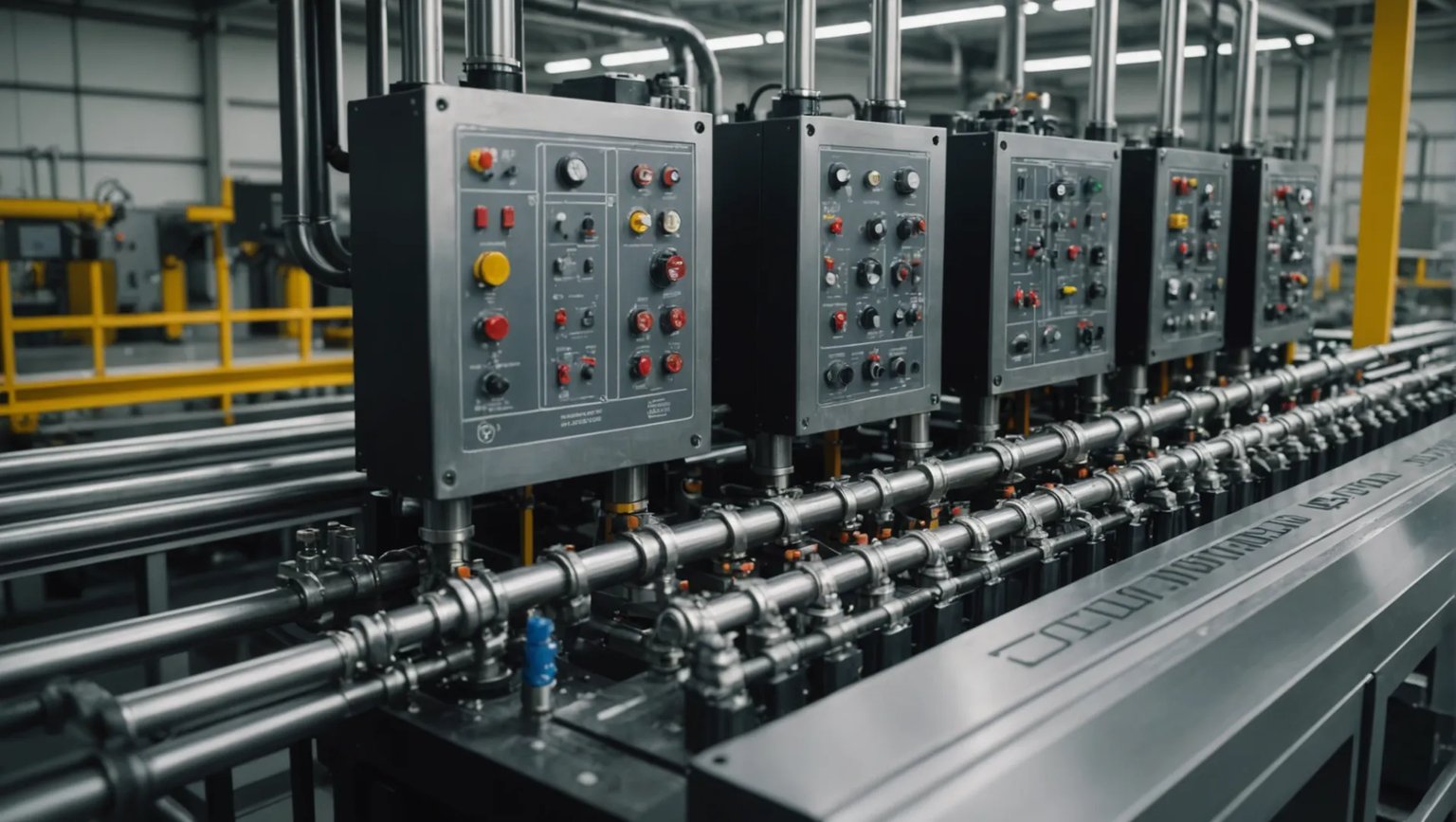 Injection mold cooling system setup with various components.