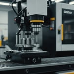 Close-up of an injection mold machine with focus on the exhaust system