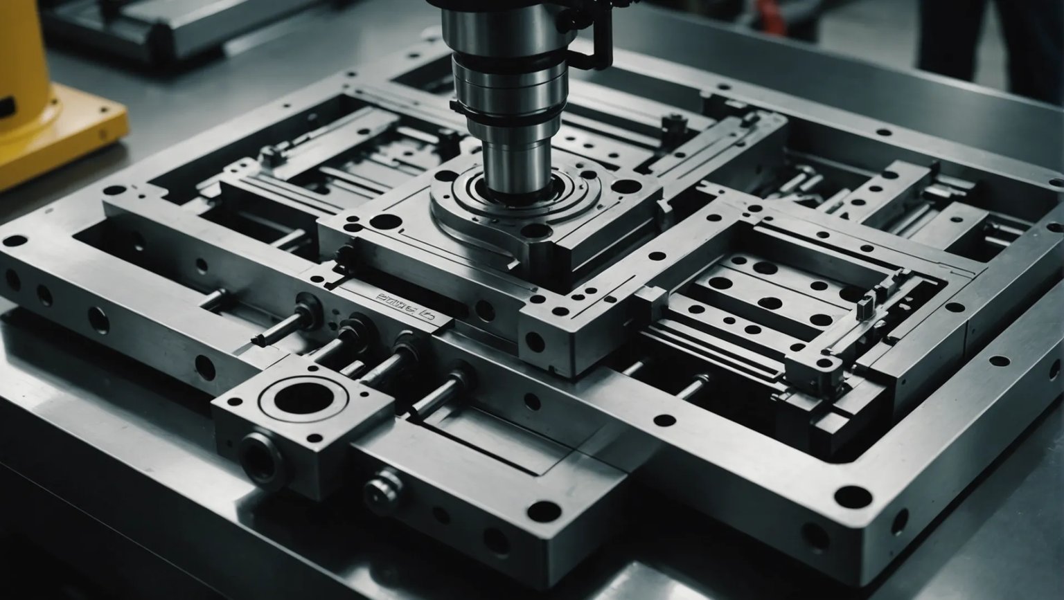 Diagram of an injection mold showcasing various components.