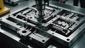 Diagram of an injection mold showcasing various components.