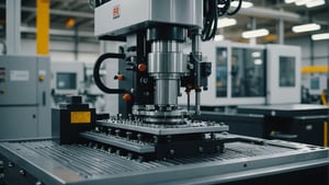 Injection mold machine creating automotive part