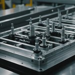 A close-up view of an optimized injection mold runner design.