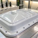 Close-up of a shiny injection molded plastic part