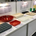 Display of injection molded plastic products with various finishes