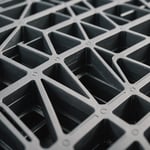 Close-up view of reinforcing ribs in an injection molded product