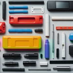 Various injection molded products from different industries displayed together.