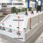Technical diagram of an injection molding channel design