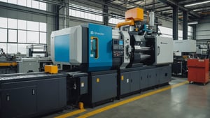Injection molding machine with various materials and design blueprints