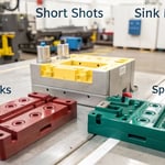 Educational diagram illustrating plastic injection molding defects
