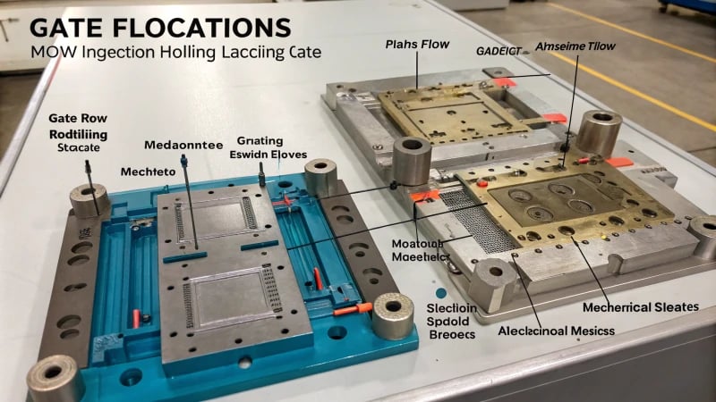 Technical diagram of injection molding gate locations