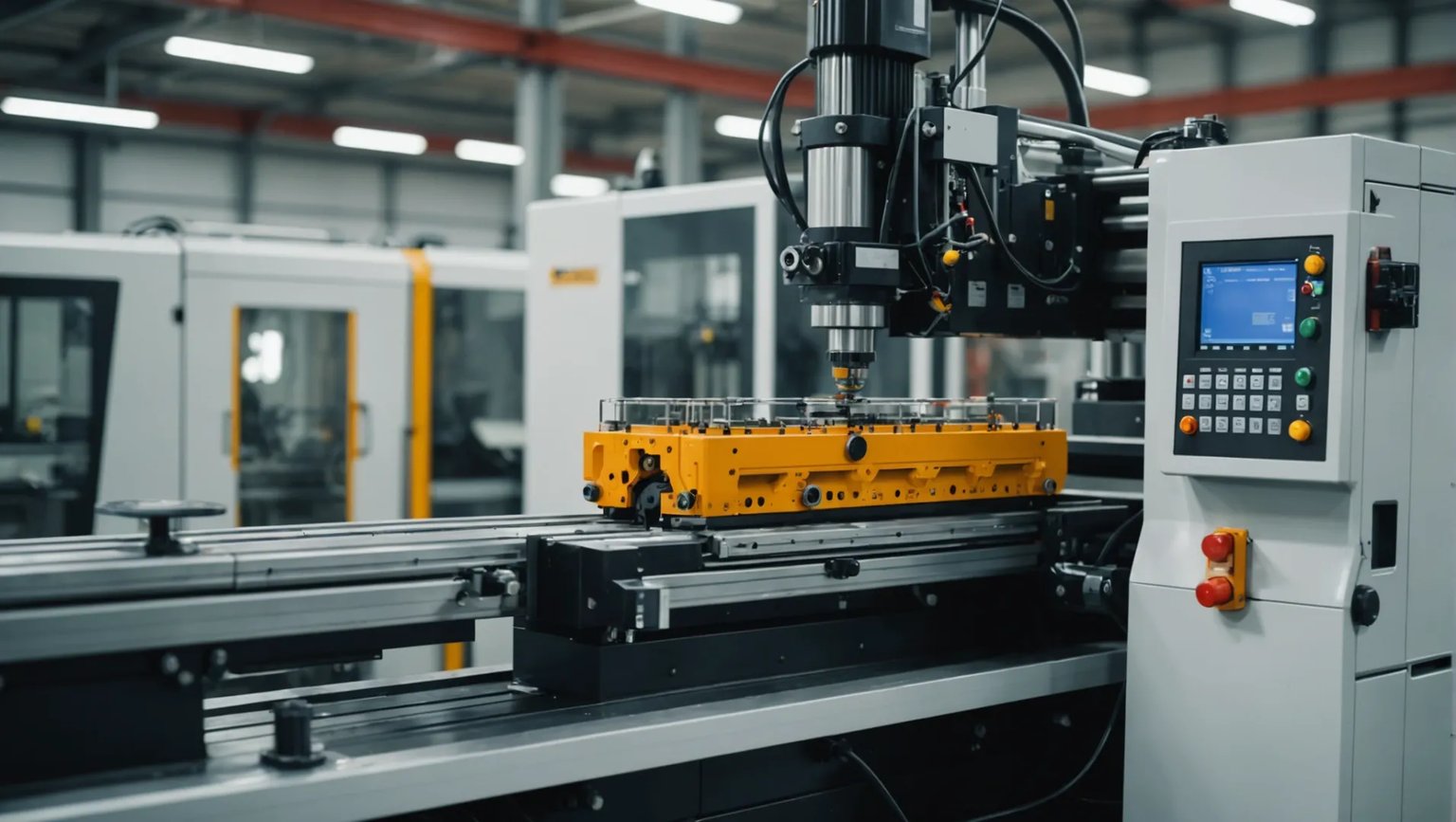 Injection molding machine with plastic parts