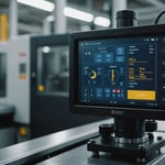 Close-up of an injection molding machine controlling liquid plastic flow