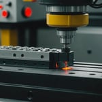 Close-up of an injection molding machine in operation