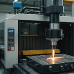 Close-up of an injection molding machine in operation