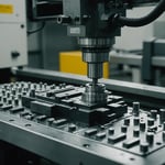 Close-up view of an injection molding machine in operation